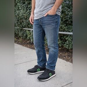 Ozell Black Suede & Canvas Sneakers with Green Logo business casual